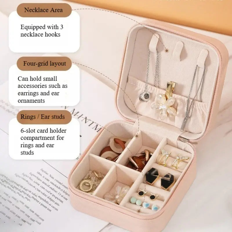 Reisjuwelendoosje met rits - Roze