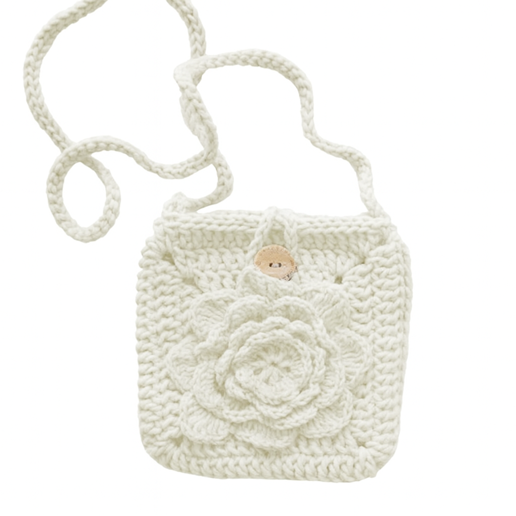 Gehaakte tas met bloem Wit