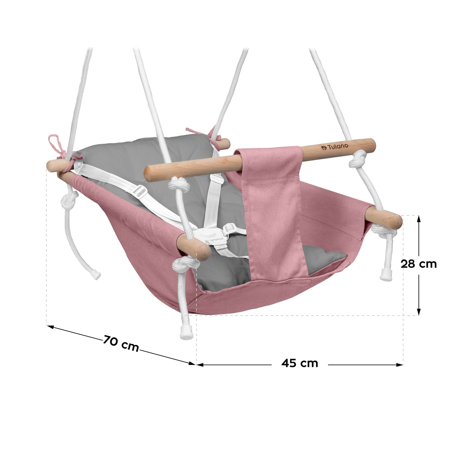 Tulano - Hop 40 - kinderschommel - wieg - schommelstoel - roze - grijs