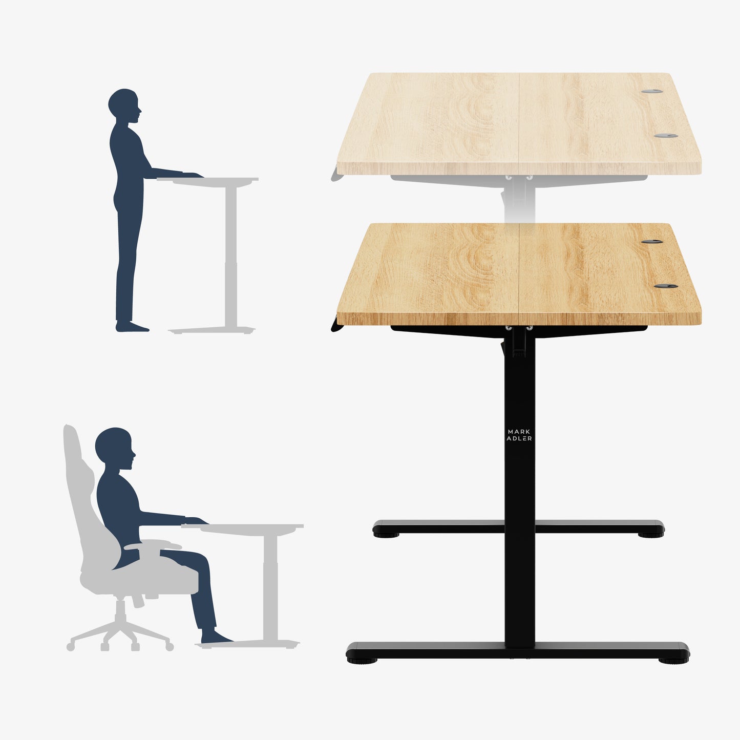 Mark Adler-Bureau-Leader 7.3-140x70 cm-Elektrisch verstelbaar-Zwart/hout (levertijd op aanvraag)