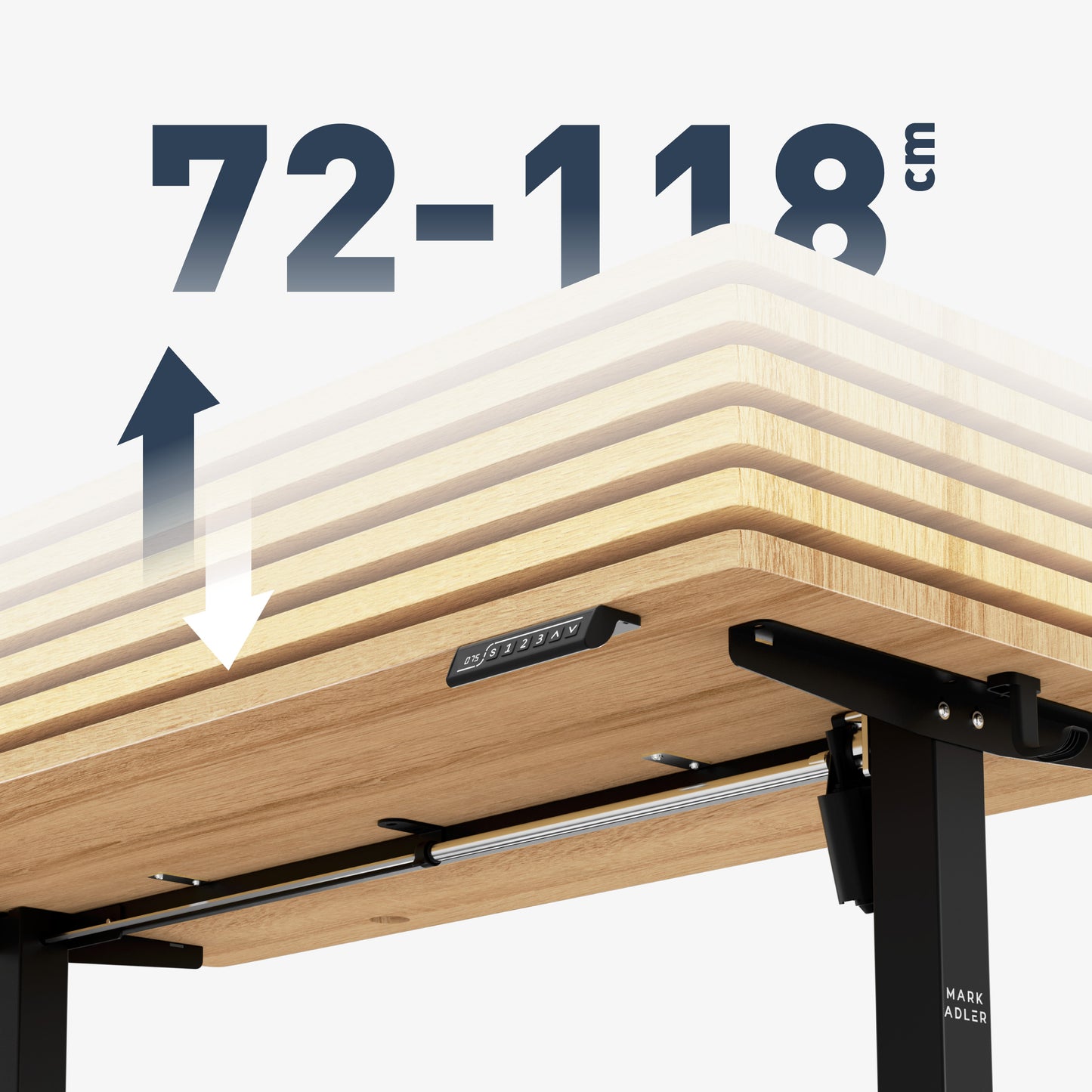 Mark Adler-Bureau-Leader 7.3-140x70 cm-Elektrisch verstelbaar-Zwart/hout (levertijd op aanvraag)