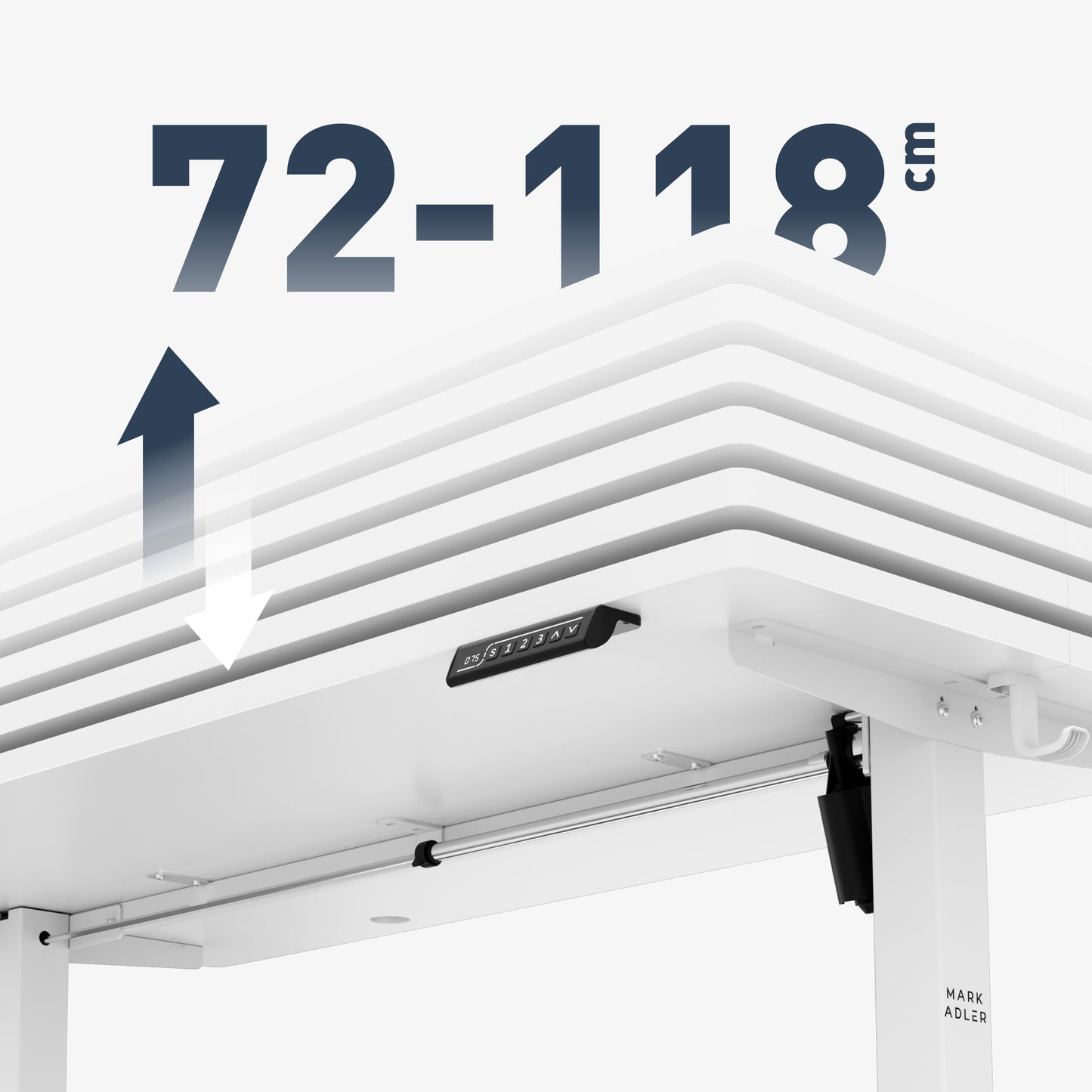 Mark Adler-Bureau-Leader 7.3-140x70 cm-Elektrisch verstelbaar-Wit