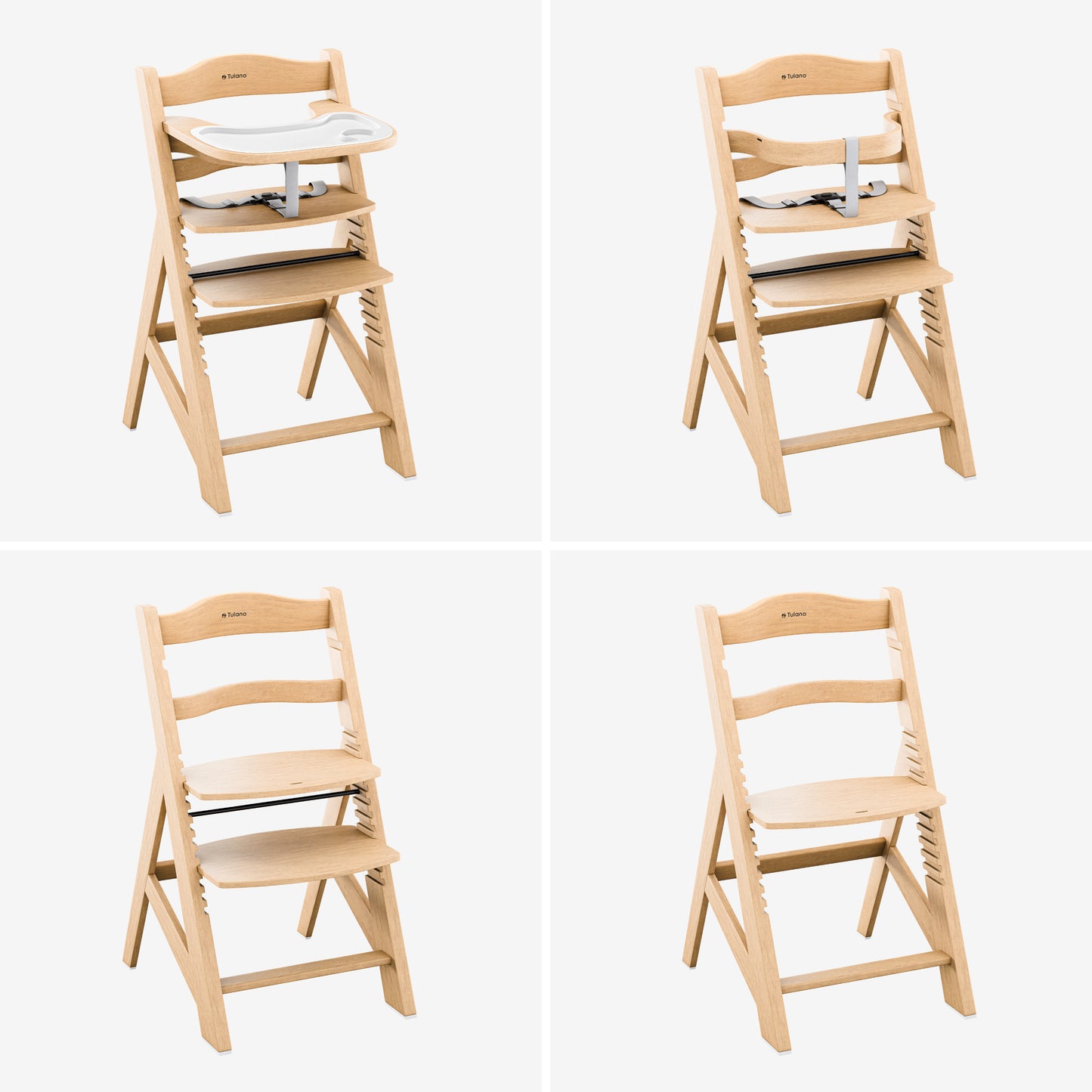 Tulano - Morsel 40 - kinderstoel - meegroeistoel - hout- naturel - 4 in 1